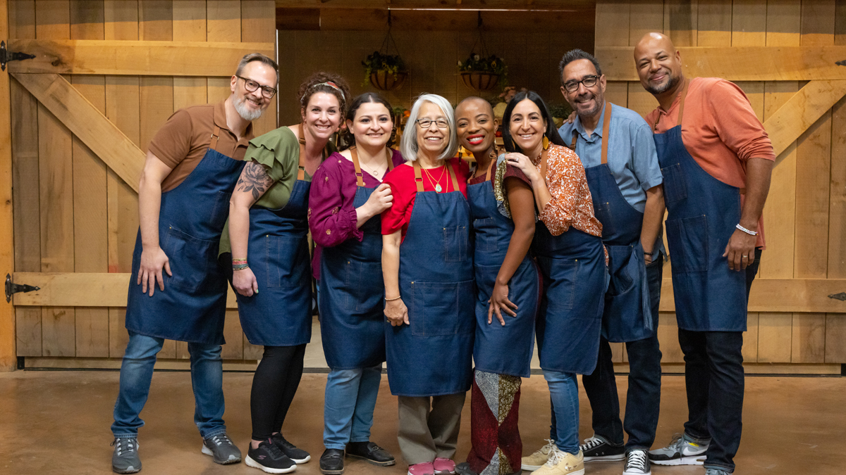 The home cooks, from left to right: Doug Heilman, Kim Sherry, Ingrid Portillo, Mae Chandran, Adjo Honsou, Marcella DiChiara, Jon Hinojosa, and Tim Harris.